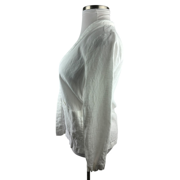 Pure Jill x J. Jill Linen Open Cardigan White Pockets LS Lagonlook Beachy XS - Picture 8 of 14